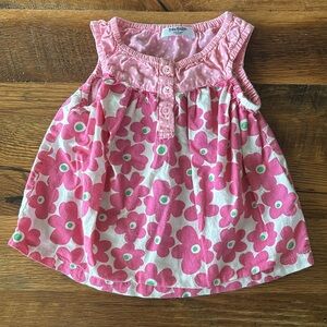 Mini boden baby boden pink green flower print dress 3-6 months